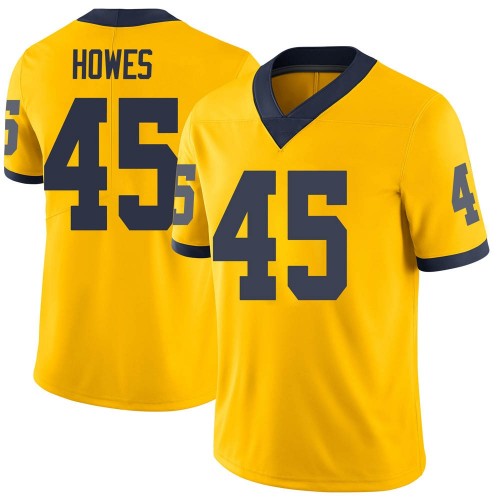 Noah Howes Michigan Wolverines Men's NCAA #45 Maize Limited Brand Jordan College Stitched Football Jersey KHB6654AL